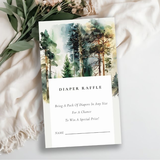 Chic Woodland Forest Diaper Raffle Baby Dusche Begleitkarte (Von Creator hochgeladen)
