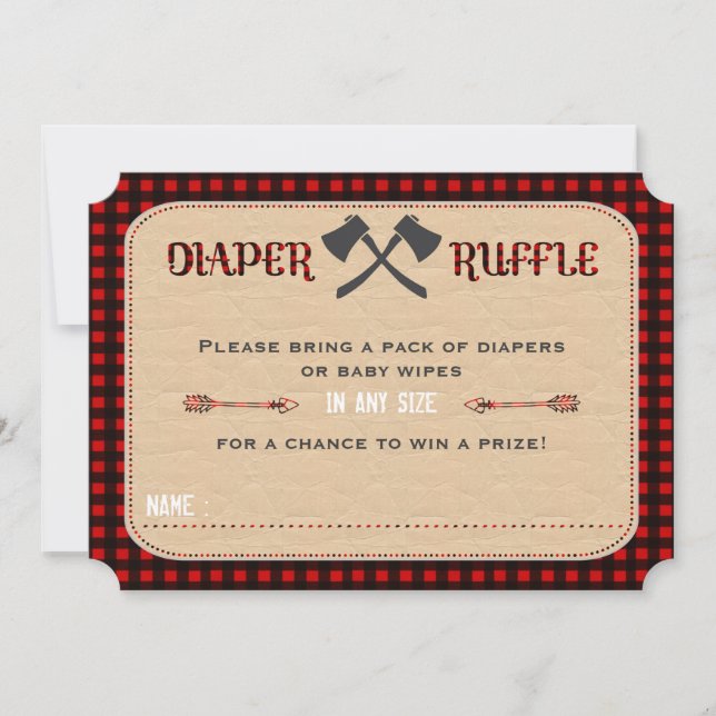 Chic Woodland Lumberjack Boy Diaper Raffle Ticket Einladung (Vorderseite)