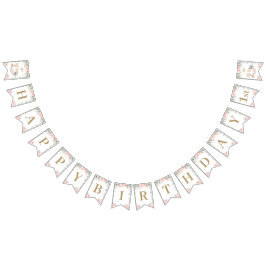 Chic Woodland Tiere rot Rosa Flora Geburtstag Wimpelkette