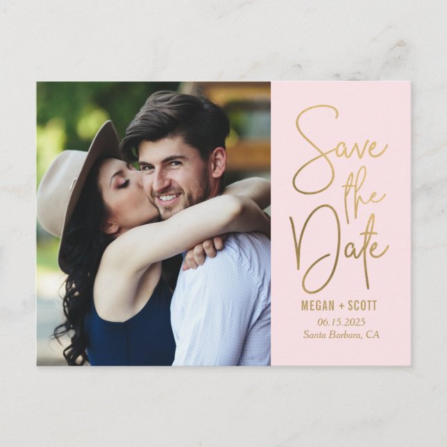 Chic Writing EDITABLE FARBE Save the Date Postcard Postkarte (Vorderseite)