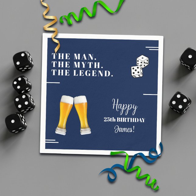 Chic würfelnde Pint-Gläser 25. Geburtstag Serviette (Von Creator hochgeladen)