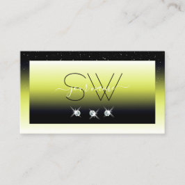 Chic Yellow Black Ombre Sparkle Diamonds Monogram Visitenkarte