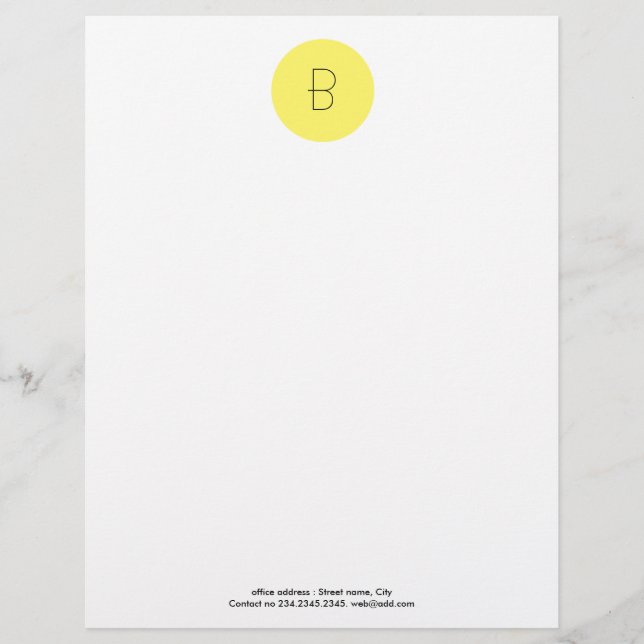 Chic Yellow Circle Monogram Office Briefkopf (Vorderseite)