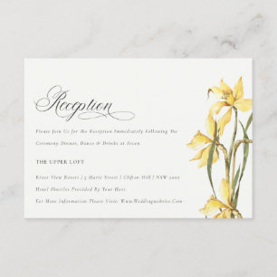 Chic Yellow Daffodil Watercolor Hochzeitsempfang Begleitkarte