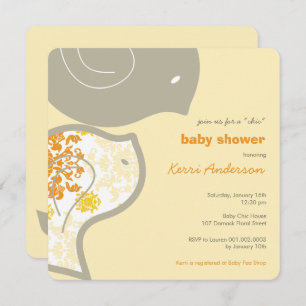Chic Yellow Damask Chicks Baby Dusche Party einlad Einladung