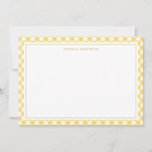 Chic Yellow Gingham Pattern Mitteilungskarte