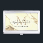 Chic Yellow Glitzer Marbour Agate Monogram Visitenkarten Dose<br><div class="desc">Moderne elegante,  gelbe Gold-Glitzer-Marmor-Agate-Monogramm-Visitenkarte</div>