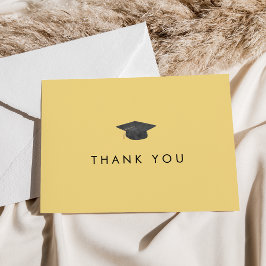 Chic Yellow Grad Cap Abschluss Danke Karte