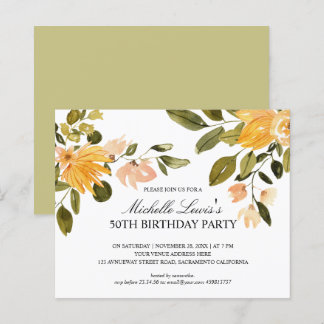 Chic Yellow green floral 50 TH BURTHDAY PARTY
