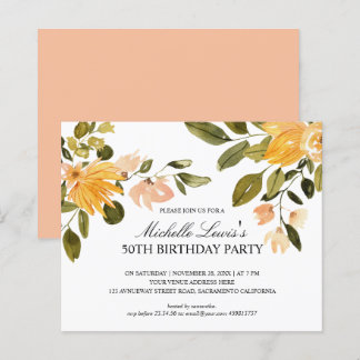 Chic Yellow green floral 50 TH BURTHDAY PARTY