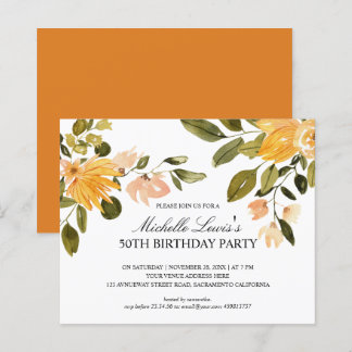 Chic Yellow green floral 50 TH BURTHDAY PARTY