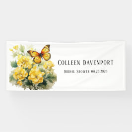Chic Yellow Hydrangea Butterfly Brautparty Banner
