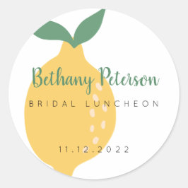 Chic Yellow Lemon Brautparty Luncheon Runder Aufkleber