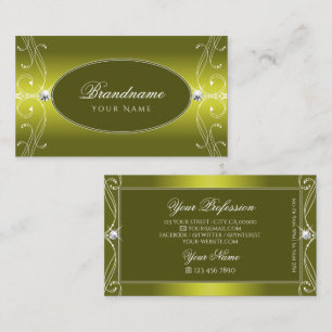 Chic Yellow Mustard Verziert Sparkle Jewels Orname Visitenkarte