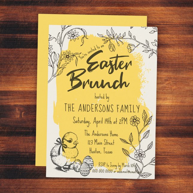 Chic Yellow Oaster Brunch Einladung (Chic Yellow Easter Brunch Invitation
)