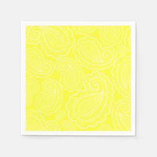 Chic Yellow Paisley Floral Design Wedding Serviette