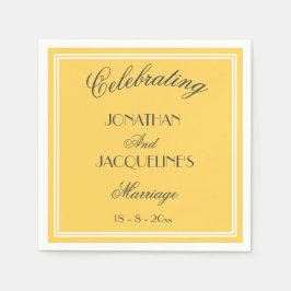 Chic Yellow Personalisiert Names Wedding Napkins Serviette