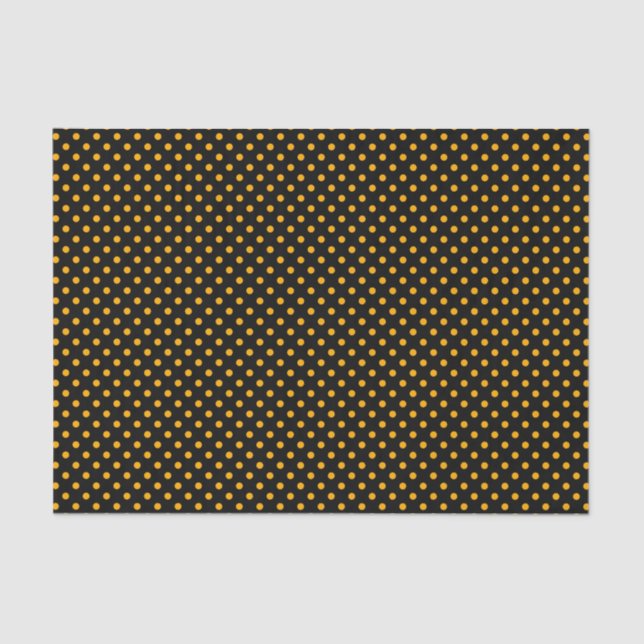 Chic Yellow Polka Punkte auf schwarz Seidenpapier (Vorderseite)