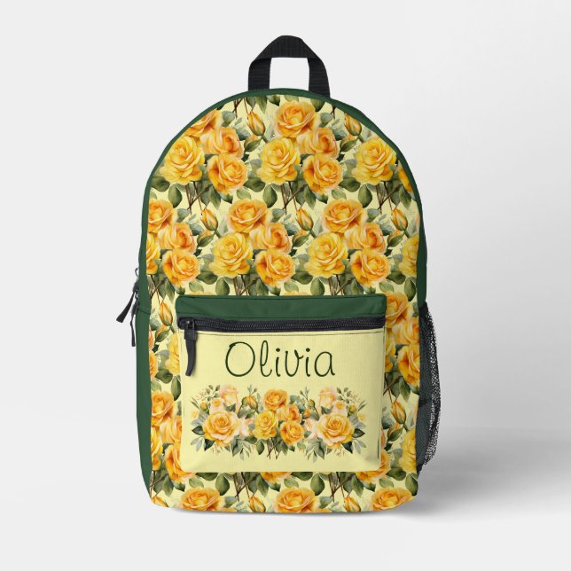 Chic Yellow Roses Bedruckter Rucksack (Vorderseite)