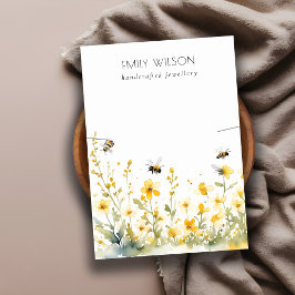 Chic Yellow Spring Wildblume Bee Necklace Display Visitenkarte