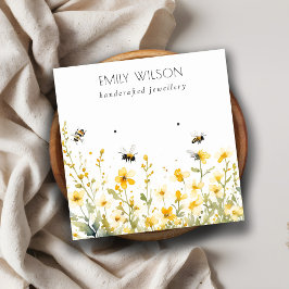 Chic Yellow Spring Wildblume Beerring Display Quadratische Visitenkarte