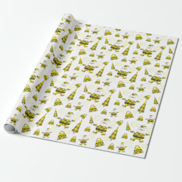 Chic Yellow Tartan Santa mit Taschen Geschenkpapier