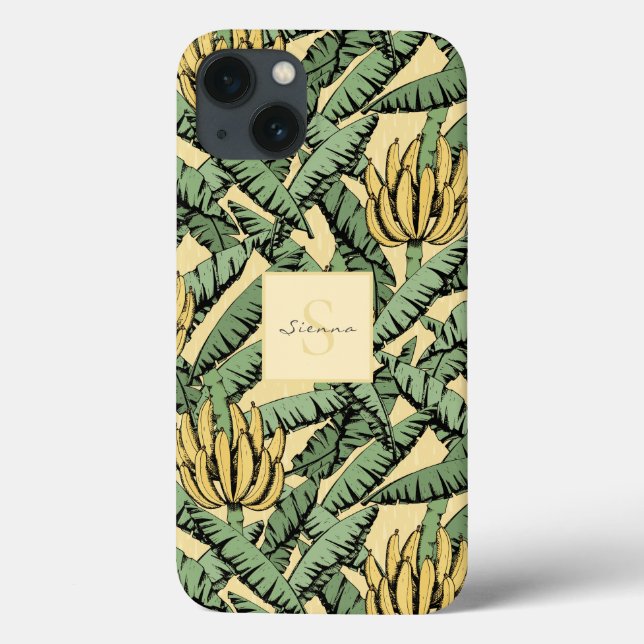 Chic Yellow Tropical Banana Leaf Muster Case-Mate iPhone Hülle (Rückseite)