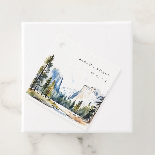Chic Yosemite National Park CA Wasserfarbenhochzei Geschenkanhänger (Beispiel)