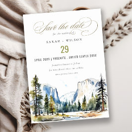 Chic Yosemite National Park CA Wasserfarbenhochzei Save The Date
