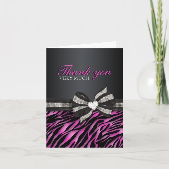 Chic Zebra 16 . Geburtstag Dankeschön Karte (Vorderseite)