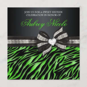 Chic Zebra 16 . Geburtstag lädt mit Jewelen ein Einladung