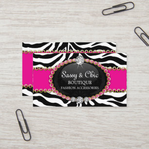 Chic Zebra Mode Accessoire und Schmuck Visitenkarte