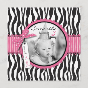 Chic Zebra Print & Cupcake Birthday Foto Vorlage