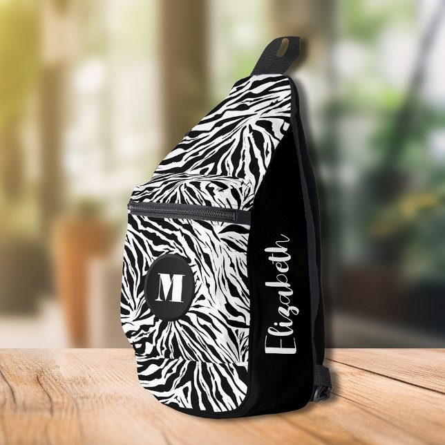 Chic Zebra Print Monogram Crossbody Bag (Chic Zebra Print Monogram Sling Bag)