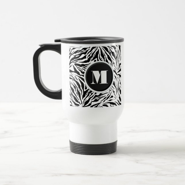 Chic Zebra Print Monogram Reisebecher (Links)