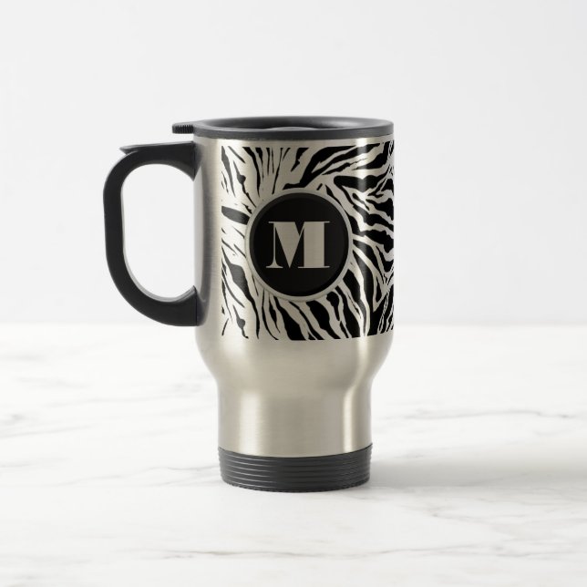 Chic Zebra Print Monogram Reisebecher (Links)