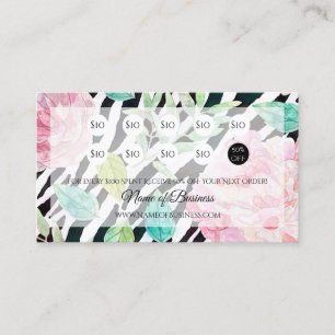 Chic Zebra Print Pink Floral Loyalty Prämien Treuekarte
