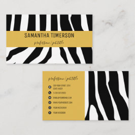 Chic Zebra Stripes & Gold Moderne Beruflich Visitenkarte