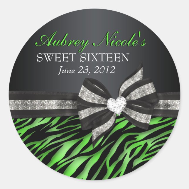 Chic Zebra Sweet Sixteen Sticker (Vorderseite)