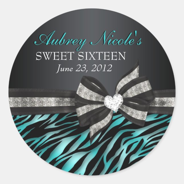 Chic Zebra Sweet Sixteen Sticker (Vorderseite)
