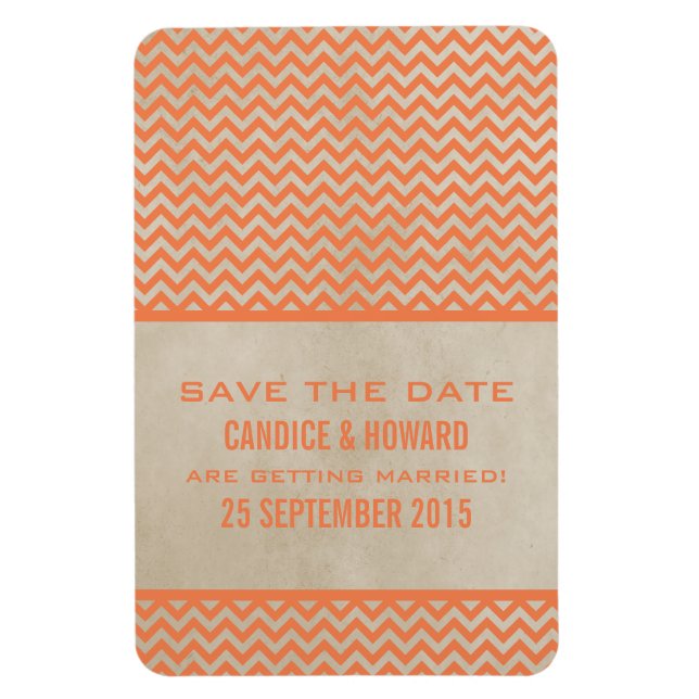 Chic Zickzack Save the Date Magnet, Orange Magnet (Vertikal)