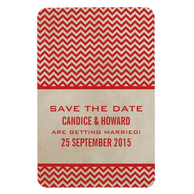Chic Zickzack Save the Date Magnet, Red Magnet (Vertikal)