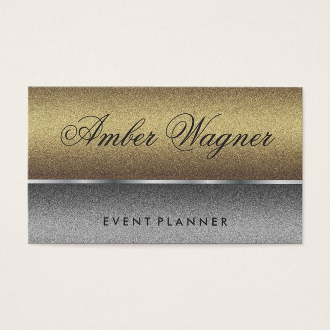 Chic Zwei-Töne Silver Gold Extravaganter Text (Vorderseite)