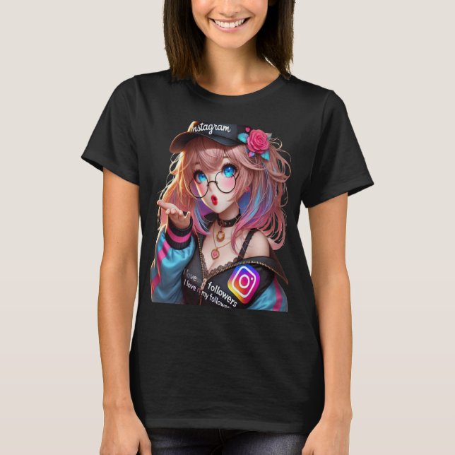 CHICA ANIME MILLY Q AGRADECIENDO A SUS SEGUIDORES T-Shirt (Vorderseite)