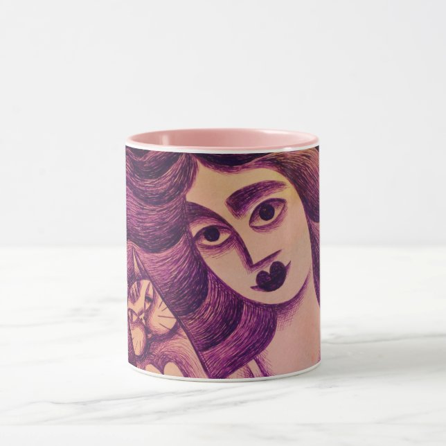 Chica con su gato tasse (Zentrum)
