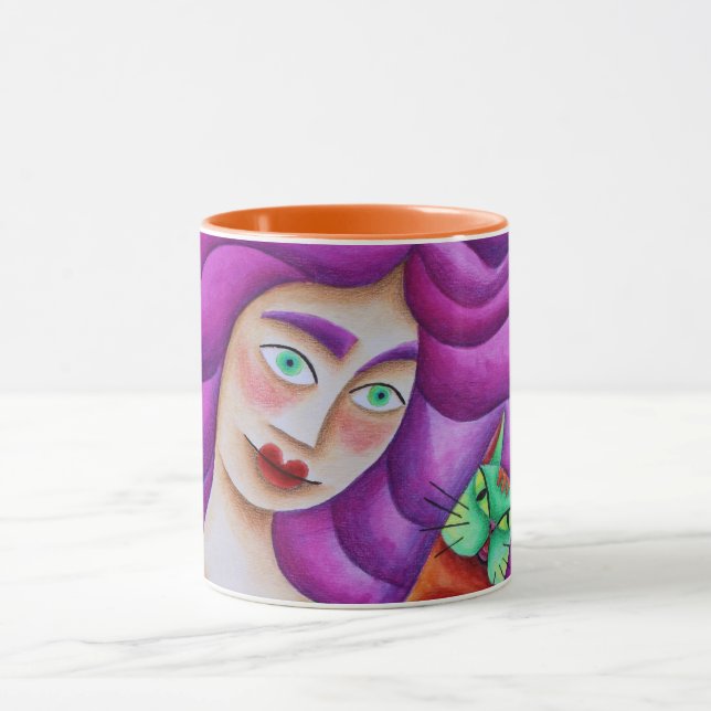 Chica con su gato tasse (Zentrum)