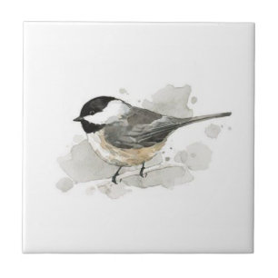 Chicadee auf der White Keramik Tile Fliese