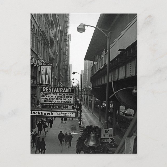 Chicago 1960er Blackhawk Restaurant Sign Street Postkarte (Vorderseite)
