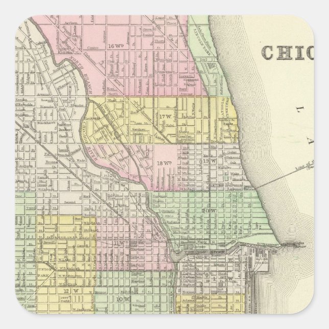 Chicago 2 quadratischer aufkleber (Vorderseite)
