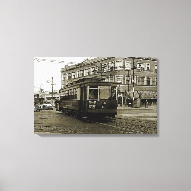 CHICAGO 63RD UND WESTERN 1952 TROLLEY ART SEPIA LEINWANDDRUCK (Vorderseite)